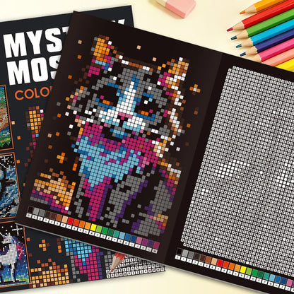 32 Pages Mystery Mosaic Color by Number Coloring Book for Adults Pixel Art Stress Relief