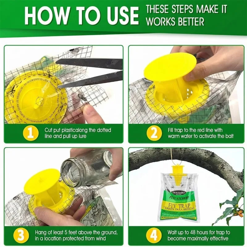 1/10Pc Outdoor Fly Trap Bags Hanging Bug Catcher Disposable Non-Toxic Flies Bag for Garden Insect Mosquito Fruit Fly Filth Flies