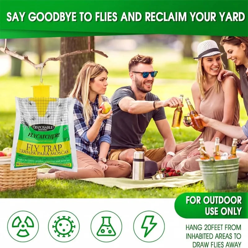 1/10Pc Outdoor Fly Trap Bags Hanging Bug Catcher Disposable Non-Toxic Flies Bag for Garden Insect Mosquito Fruit Fly Filth Flies