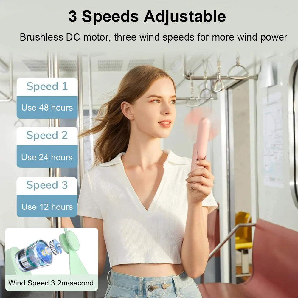 Portable Mini Handheld Fan 2000Mah Personal Foldable Small Cooling Travel Fan 3 in 1 Pocket Hand Fan with Power Bank 3 Speeds