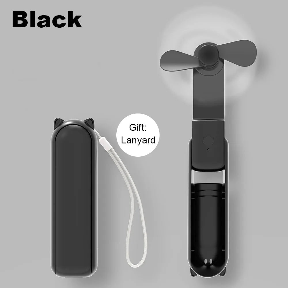 Portable Mini Handheld Fan 2000Mah Personal Foldable Small Cooling Travel Fan 3 in 1 Pocket Hand Fan with Power Bank 3 Speeds