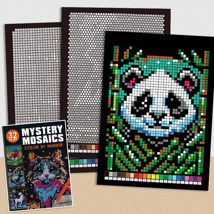 32 Pages Mystery Mosaic Color by Number Coloring Book for Adults Pixel Art Stress Relief