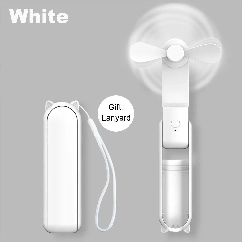 Portable Mini Handheld Fan 2000Mah Personal Foldable Small Cooling Travel Fan 3 in 1 Pocket Hand Fan with Power Bank 3 Speeds