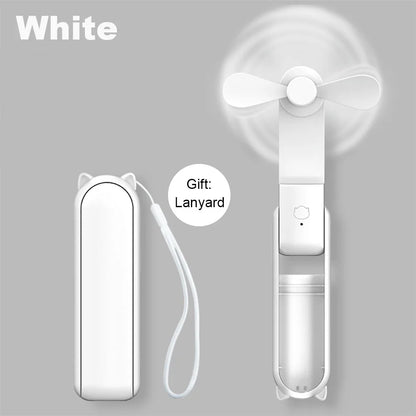 Portable Mini Handheld Fan 2000Mah Personal Foldable Small Cooling Travel Fan 3 in 1 Pocket Hand Fan with Power Bank 3 Speeds